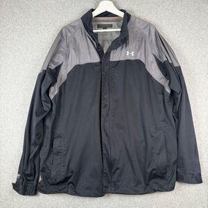 Under Armour Mens Size XL Full Zip Front Performance Nylon Jacket Black Gray